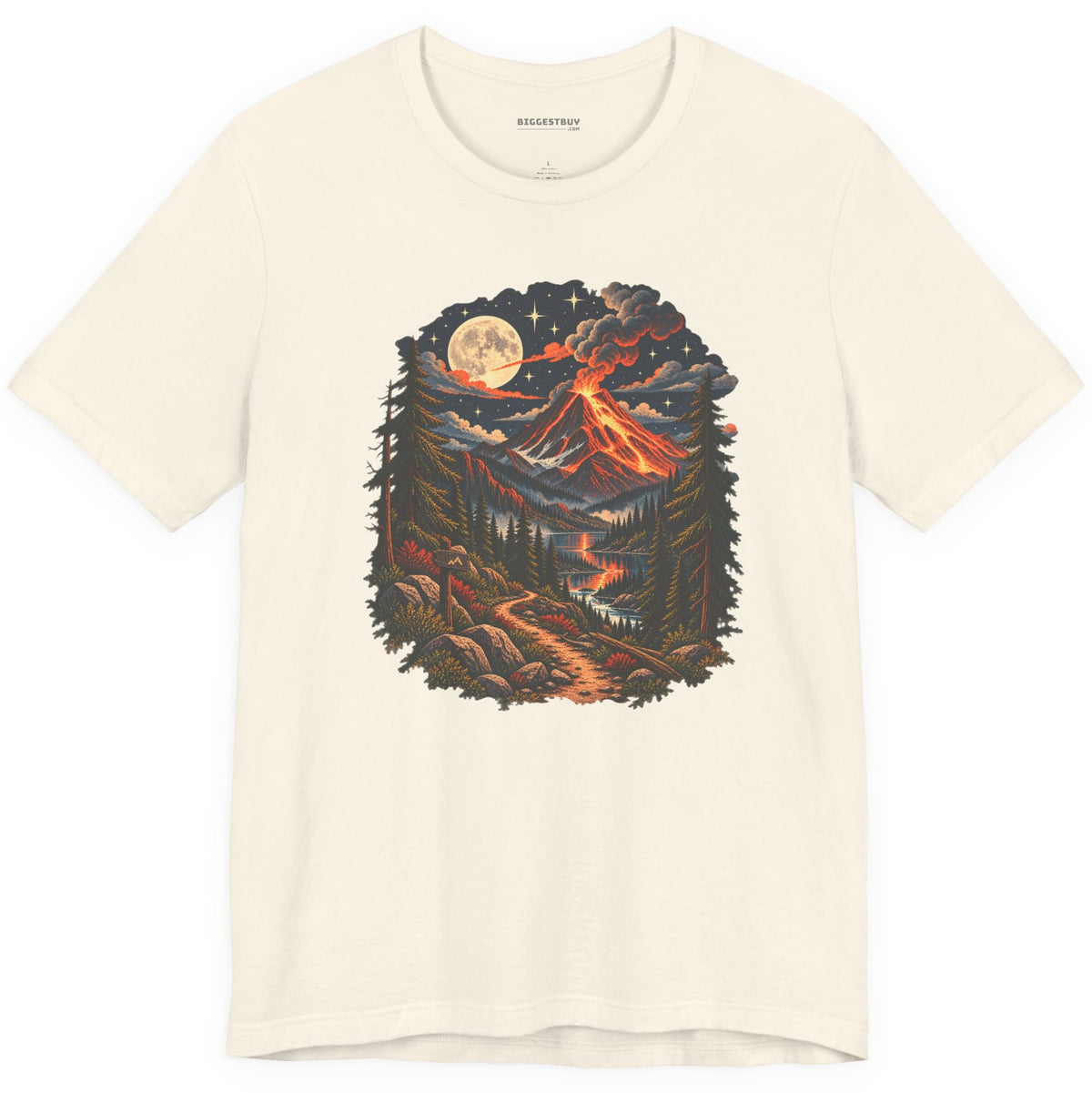 Volcanic Visions - Classic Jersey Tee in Natural, front view