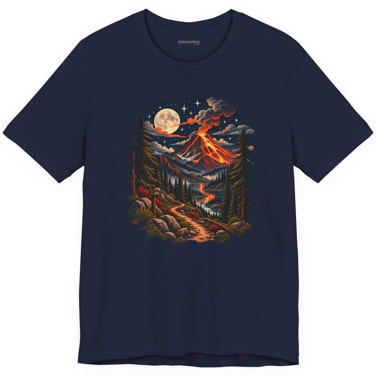 Volcanic Visions - Classic Jersey Tee in Navy, front view
