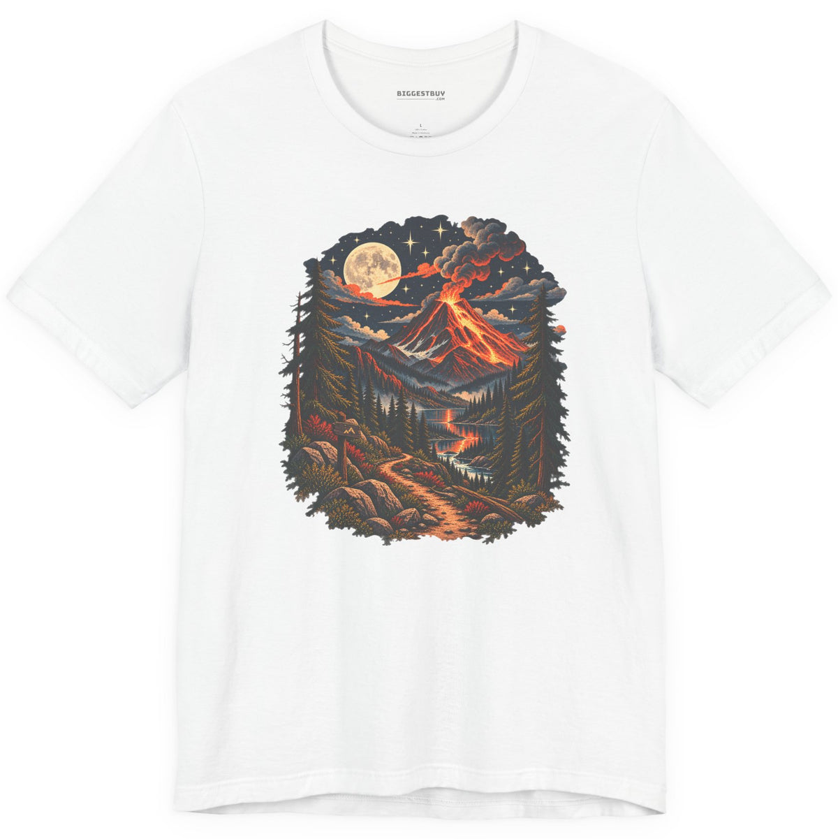 Volcanic Visions - Classic Jersey Tee in White, front view