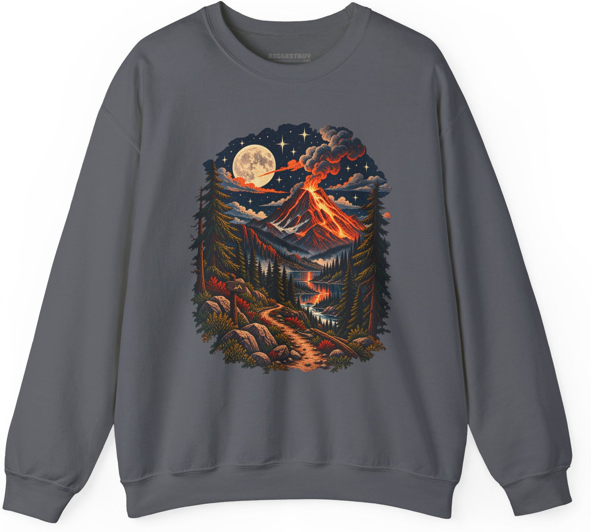 Volcanic Visions - Crewneck Sweatshirt in Charcoal, front view