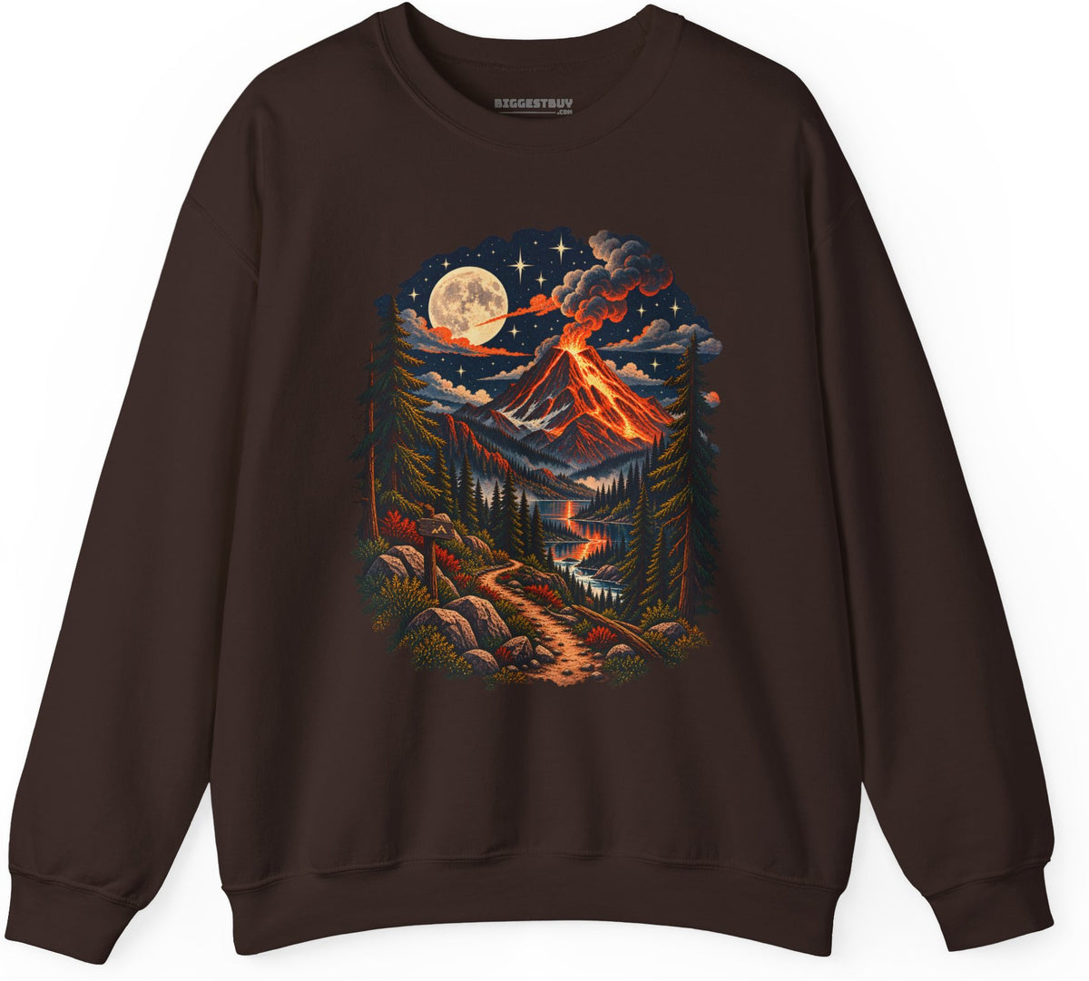 Volcanic Visions - Crewneck Sweatshirt in Dark Chocolate, front view