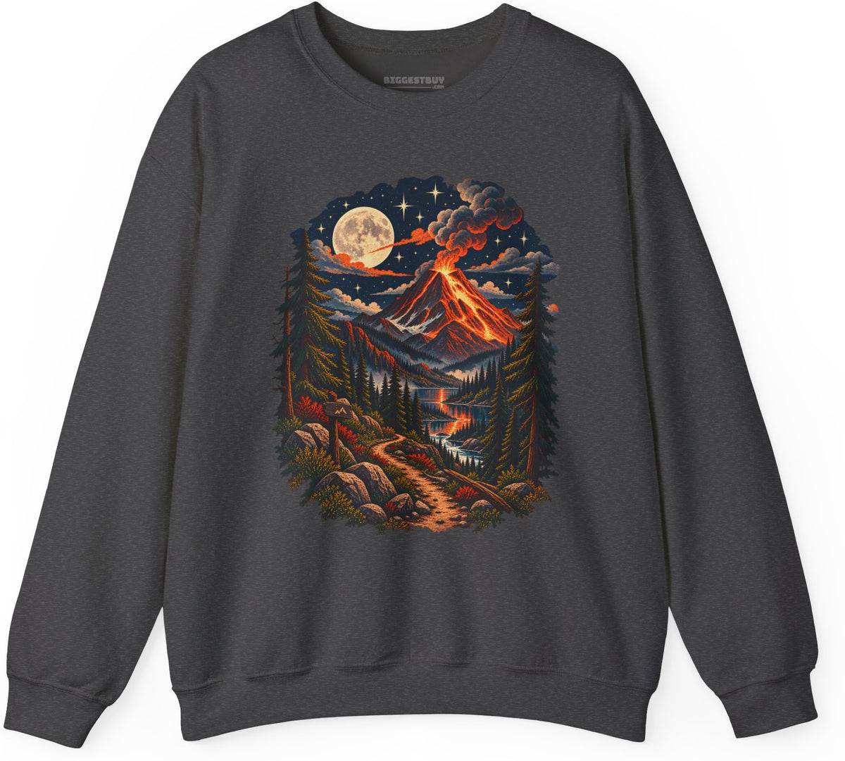 Volcanic Visions - Crewneck Sweatshirt in Dark Heather, front view