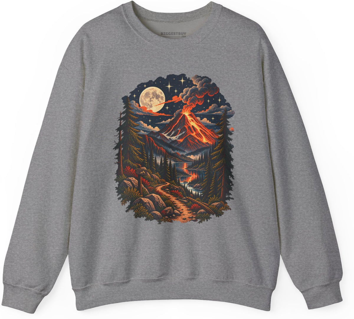 Volcanic Visions - Crewneck Sweatshirt in Graphite Heather, front view