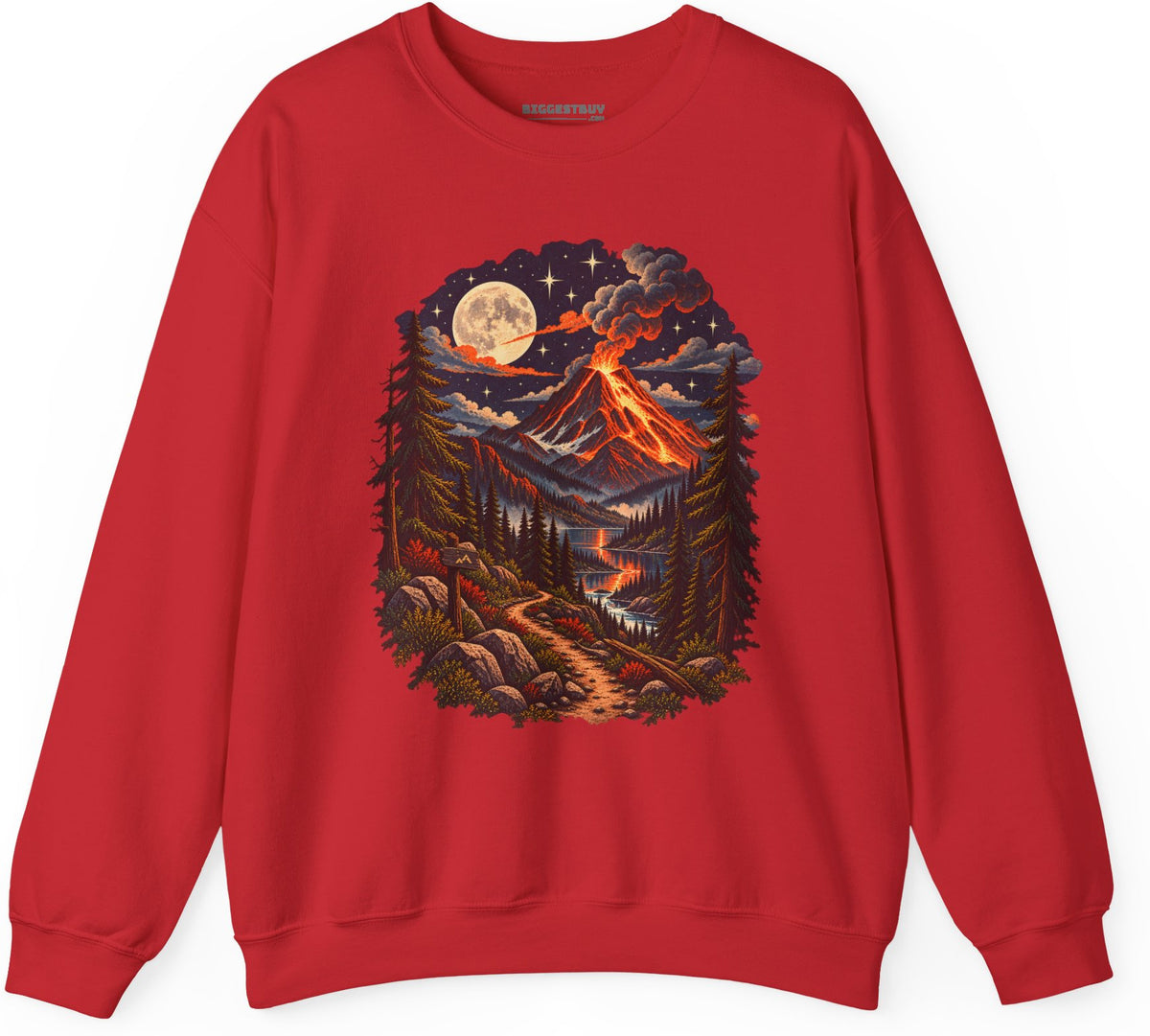Volcanic Visions - Crewneck Sweatshirt in Red, front view