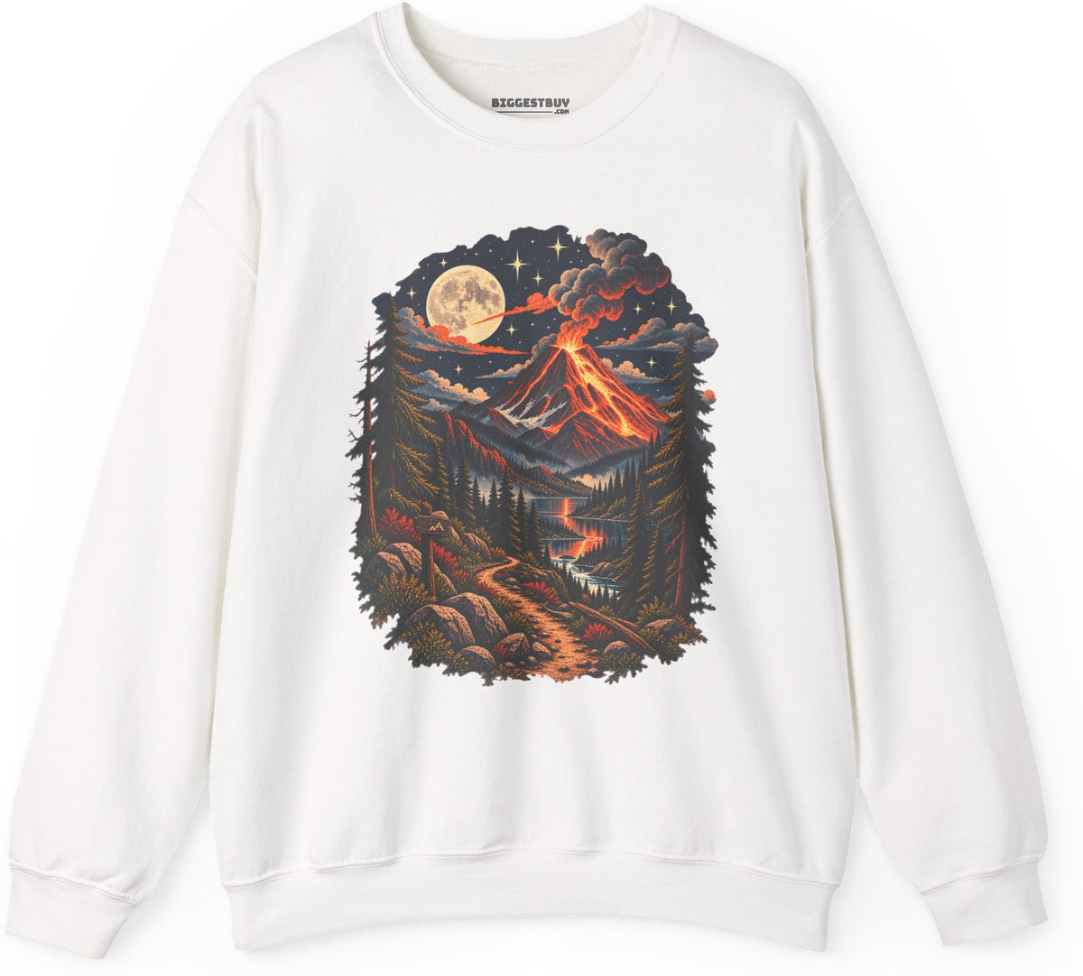 Volcanic Visions - Crewneck Sweatshirt in White, front view