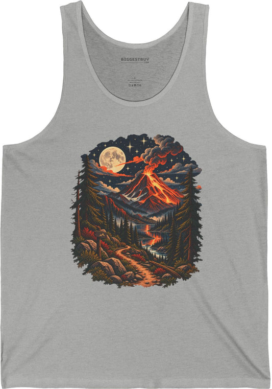 Volcanic Visions - Jersey Tank Top in Athletic Heather, front view