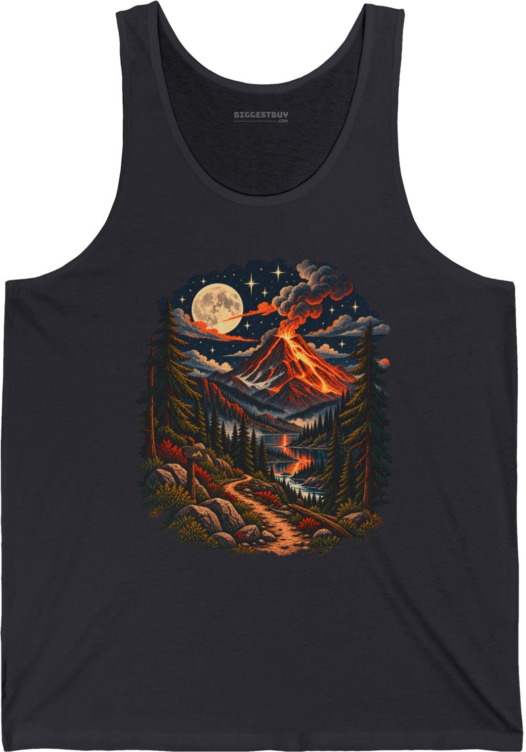 Volcanic Visions - Jersey Tank Top in Dark Grey, front view