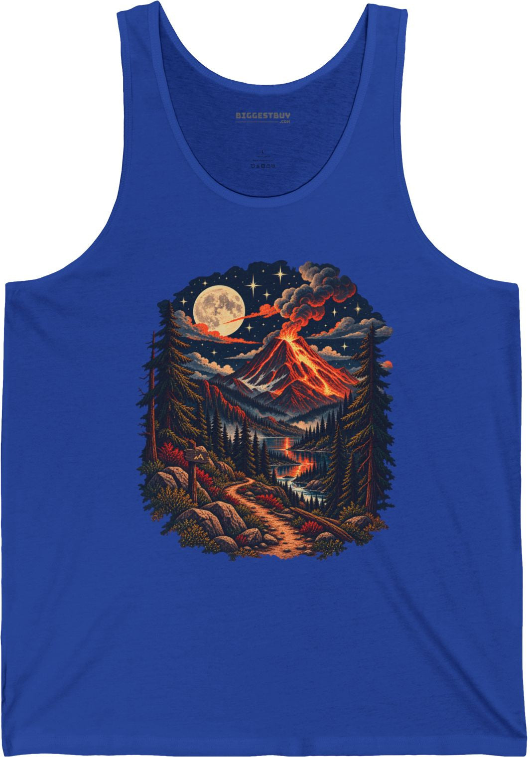 Volcanic Visions - Jersey Tank Top in True Royal, front view