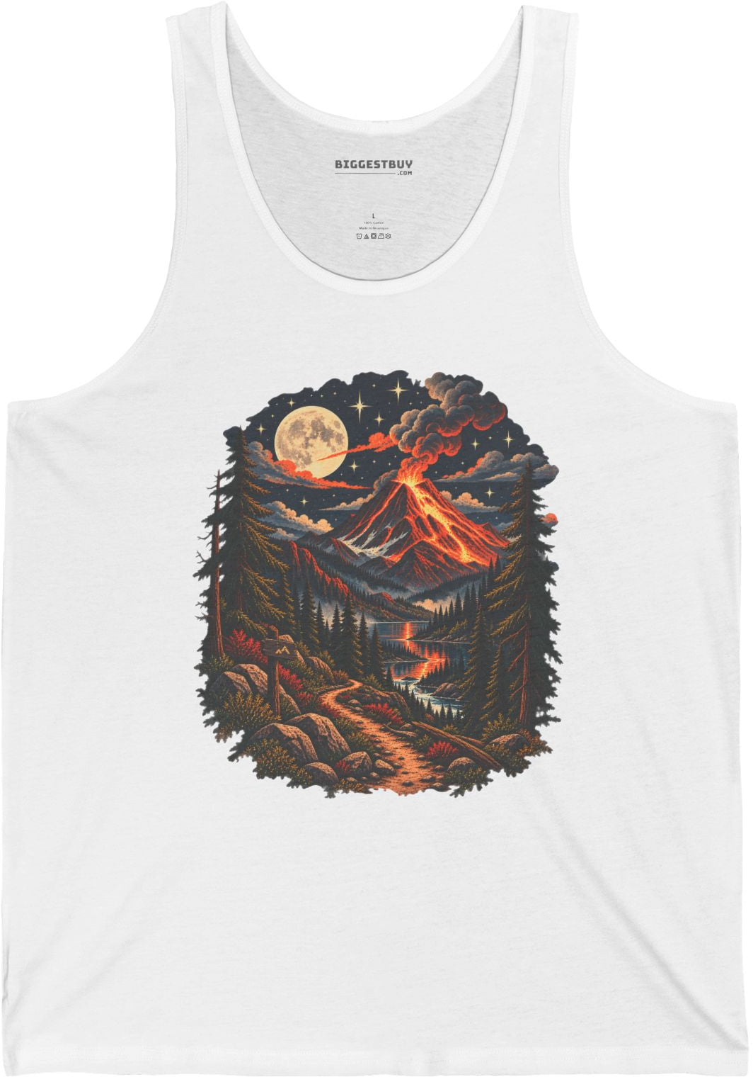 Volcanic Visions - Jersey Tank Top in White, front view