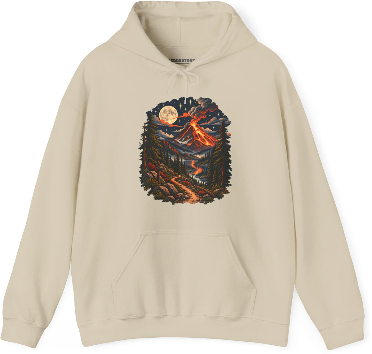 Volcanic Visions - Pullover Hoodie in Sand, front view