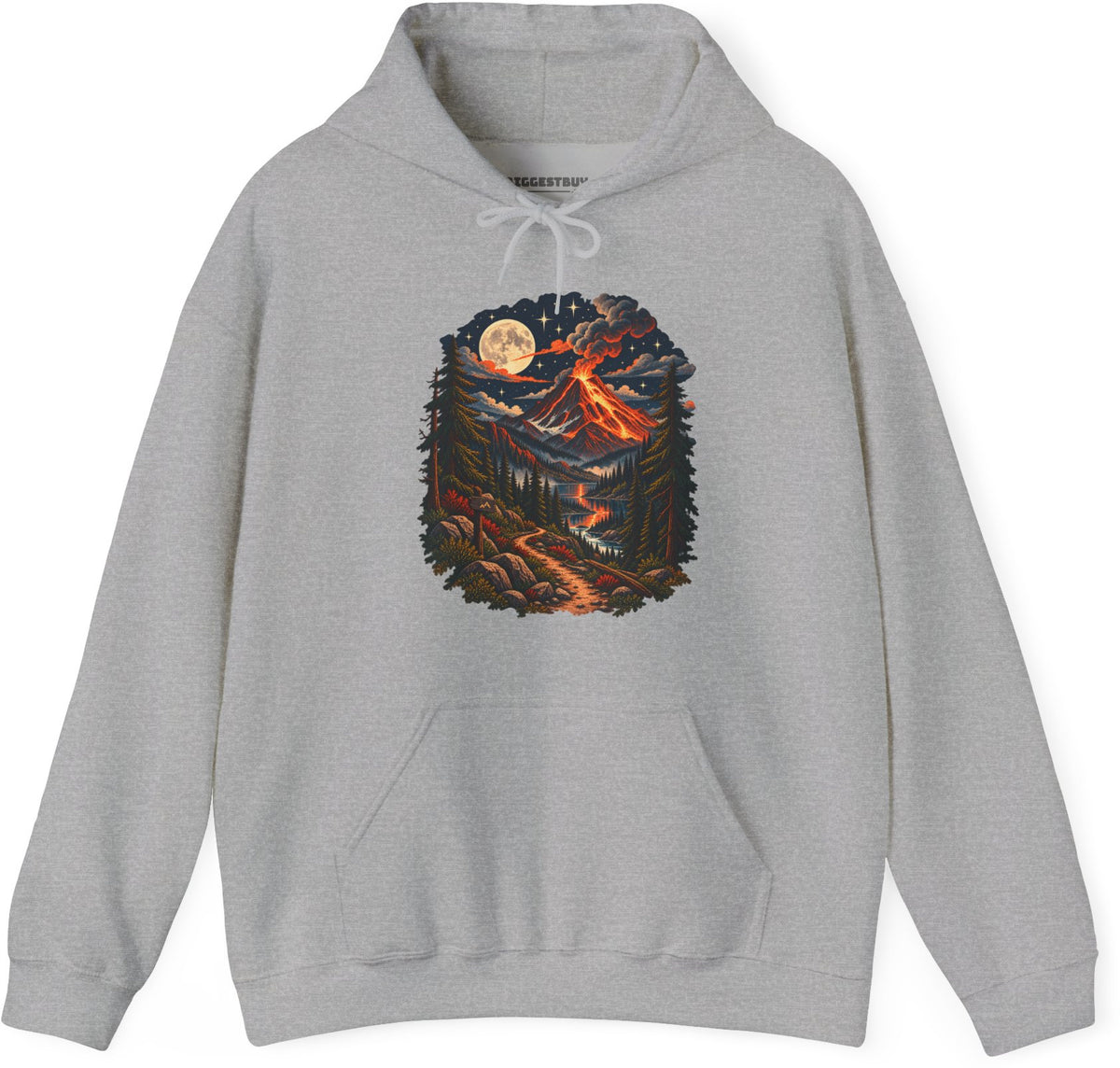 Volcanic Visions - Pullover Hoodie in Sport Grey, front view
