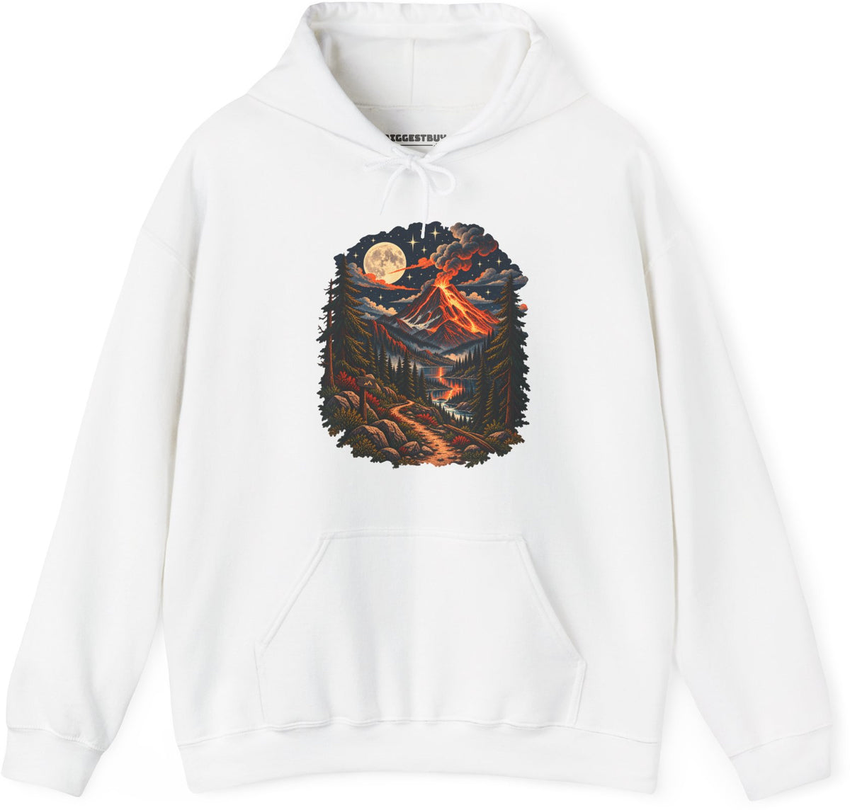Volcanic Visions - Pullover Hoodie in White, front view