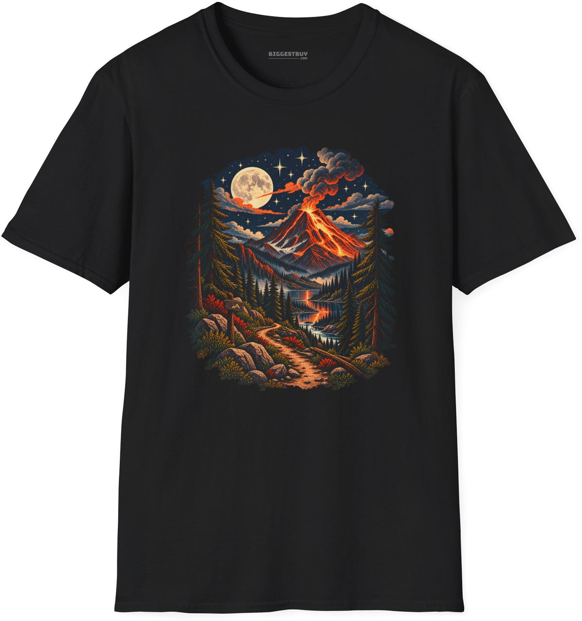 Volcanic Visions - Softstyle T-Shirt in Black, front view