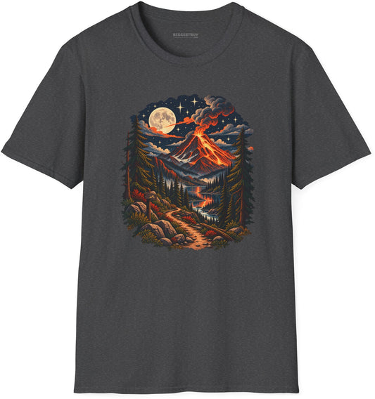Volcanic Visions - Softstyle T-Shirt in Dark Heather, front view