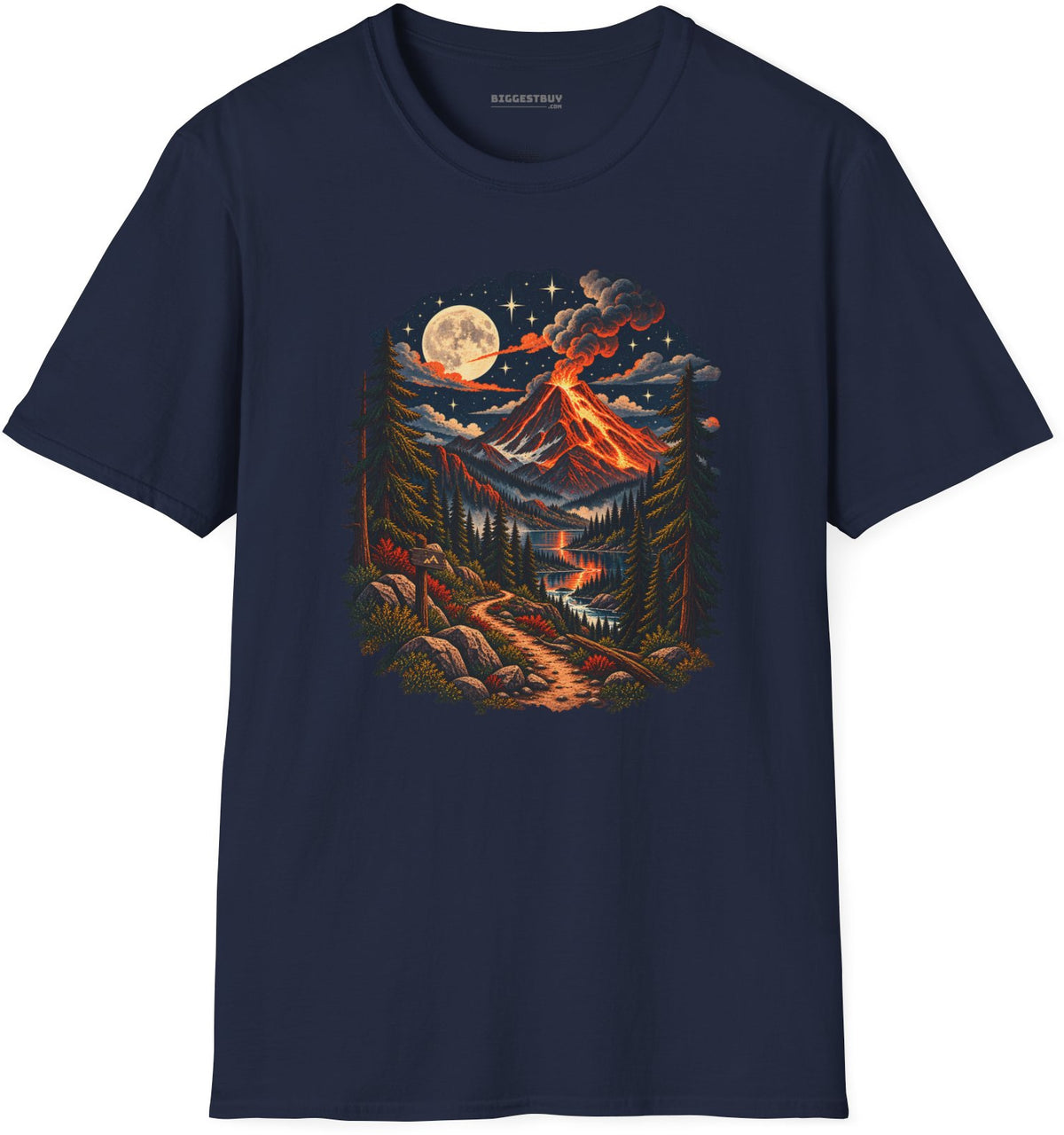 Volcanic Visions - Softstyle T-Shirt in Navy, front view