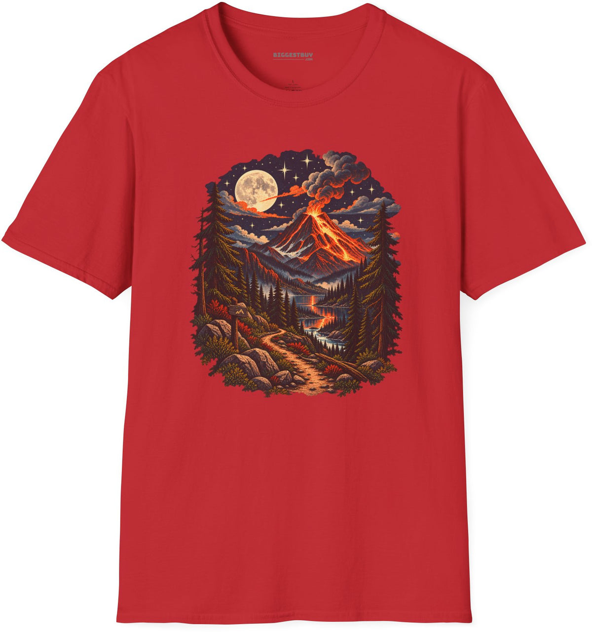 Volcanic Visions - Softstyle T-Shirt in Red, front view