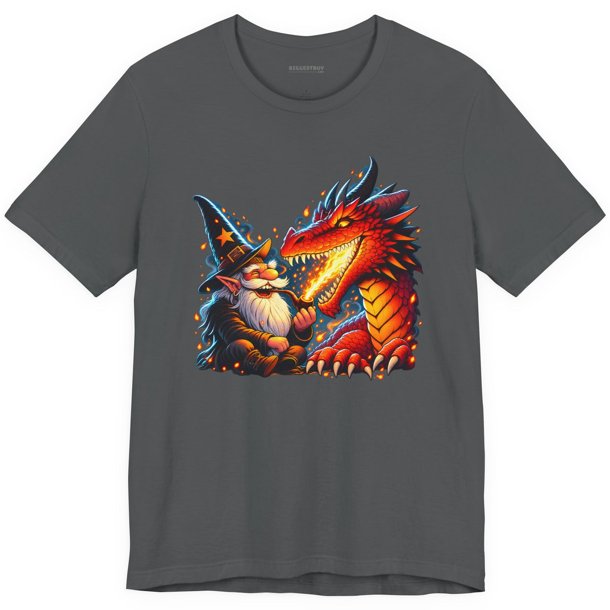 Wizards And - Classic Jersey Tee in Asphalt, front view