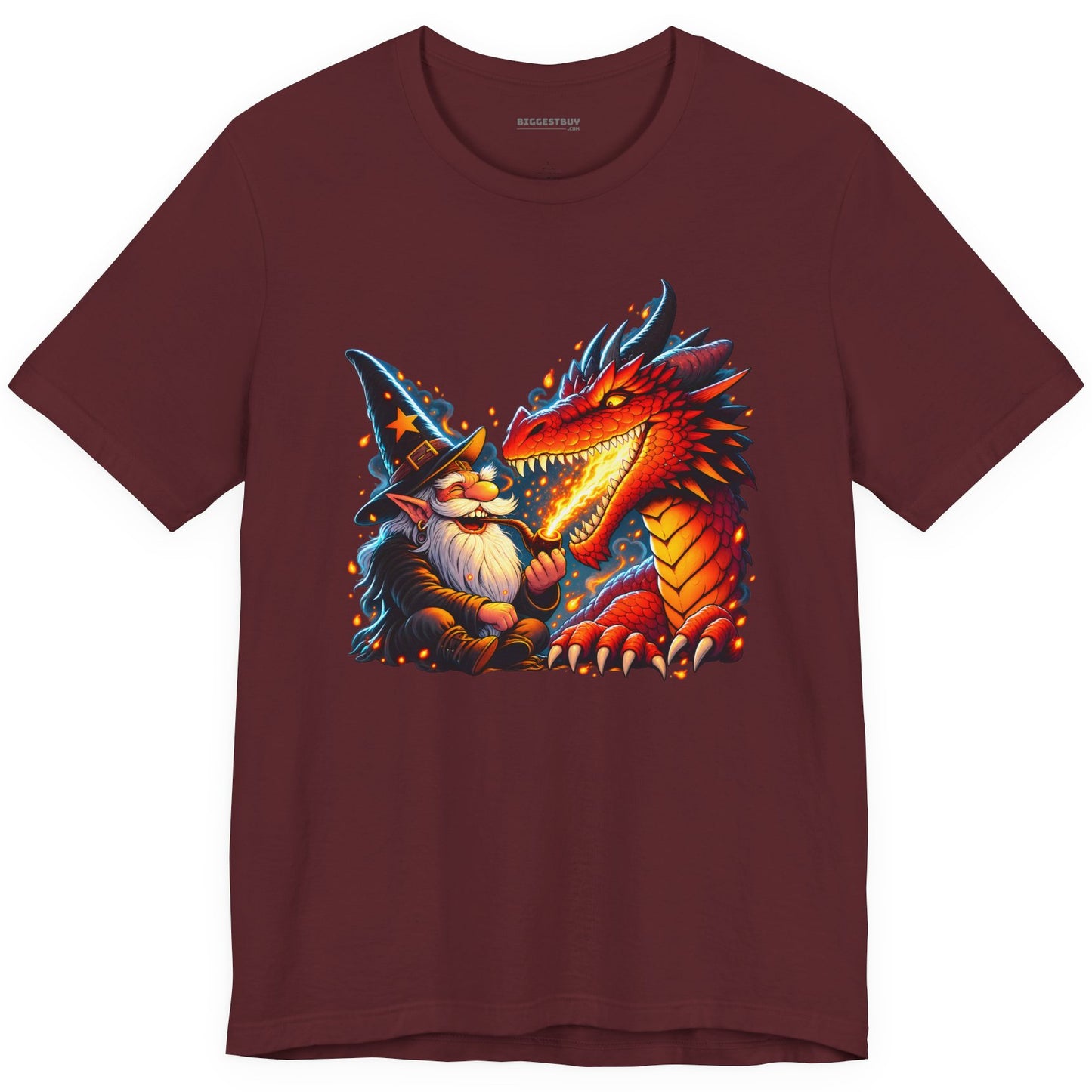 Wizards And - Classic Jersey Tee in Maroon, front view