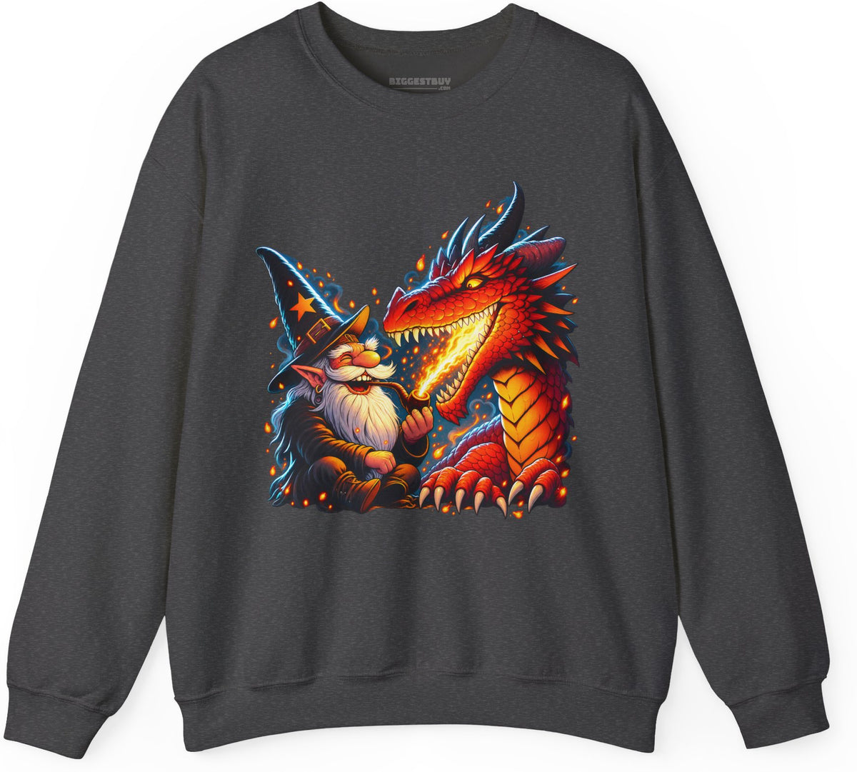 Wizards And - Crewneck Sweatshirt in Dark Heather, front view