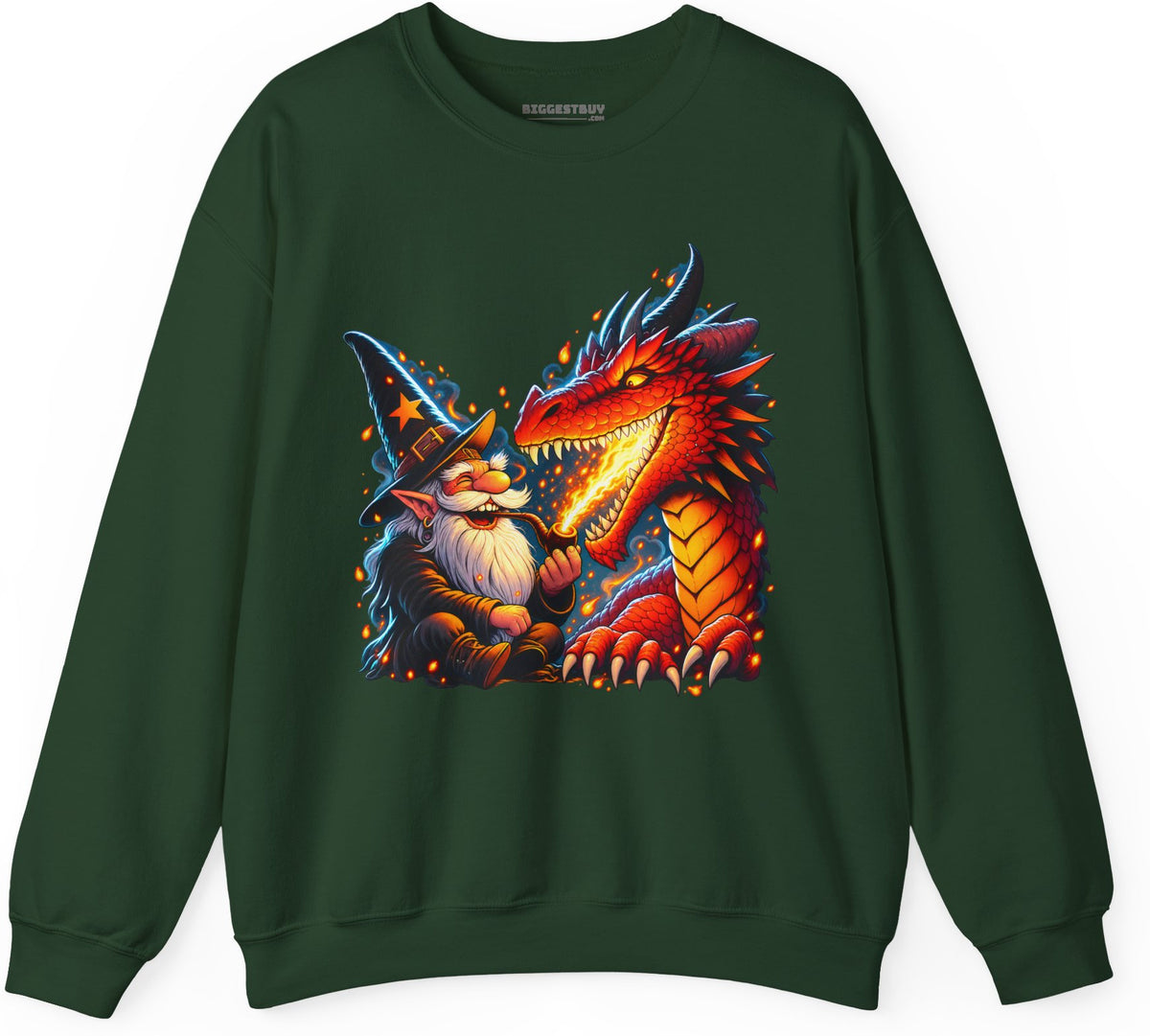 Wizards And - Crewneck Sweatshirt in Forest Green, front view