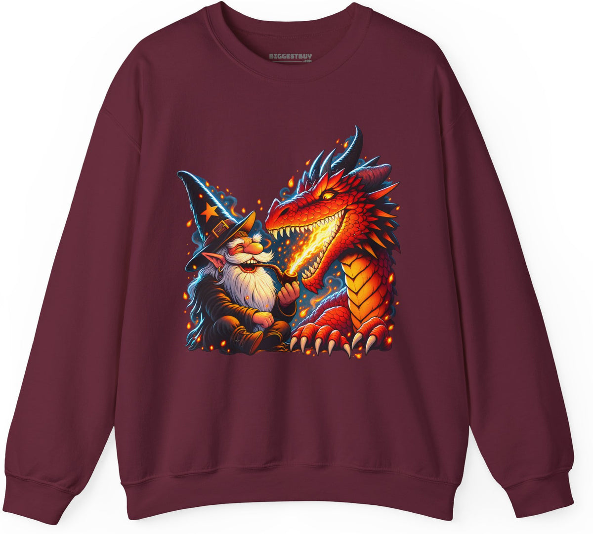 Wizards And - Crewneck Sweatshirt in Maroon, front view