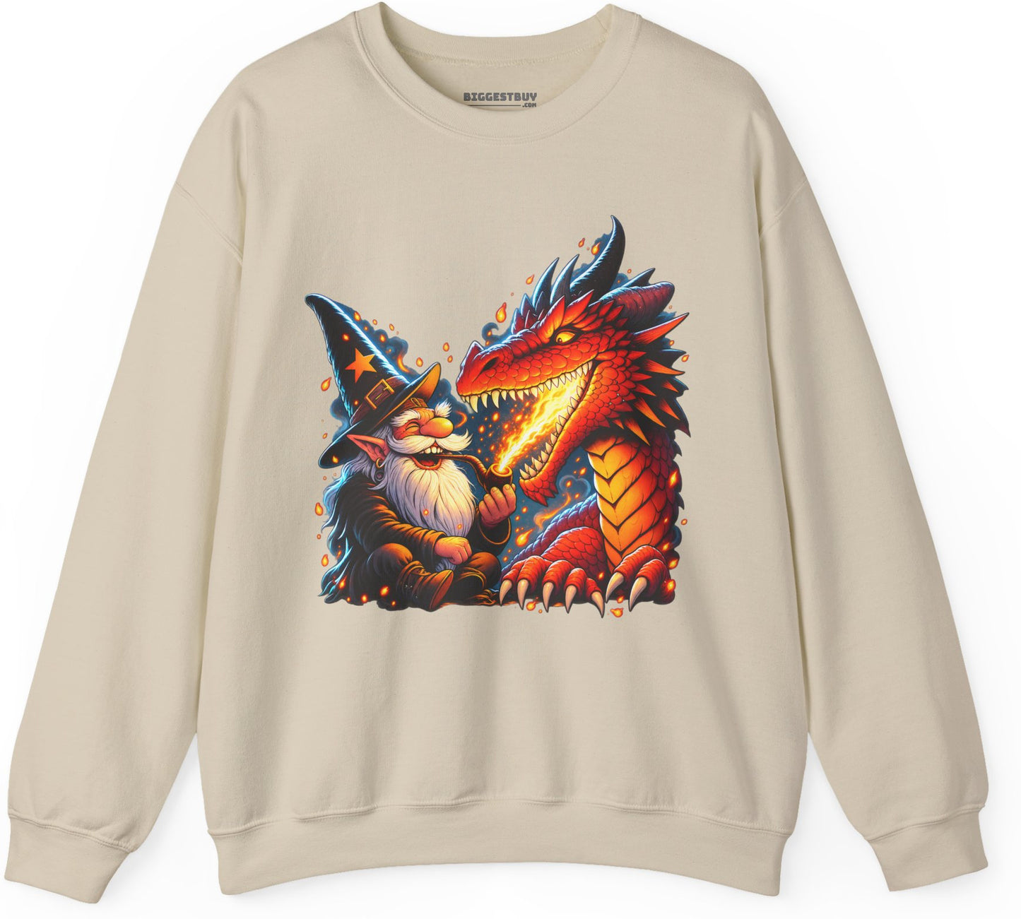 Wizards And - Crewneck Sweatshirt in Sand, front view