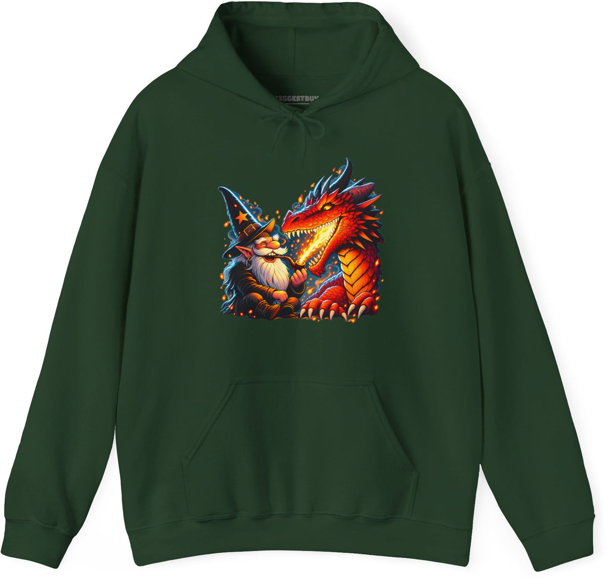 Wizards And - Pullover Hoodie in Forest Green, front view