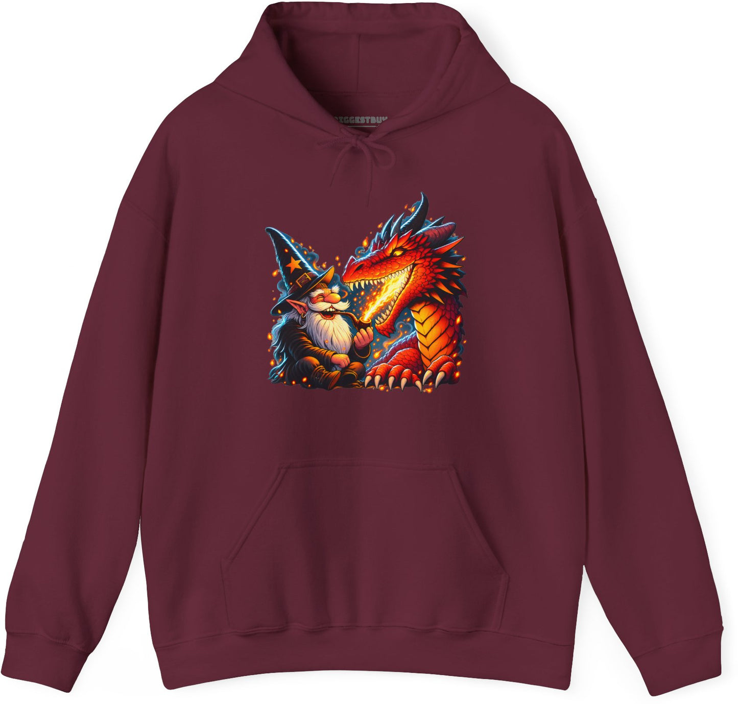 Wizards And - Pullover Hoodie in Maroon, front view