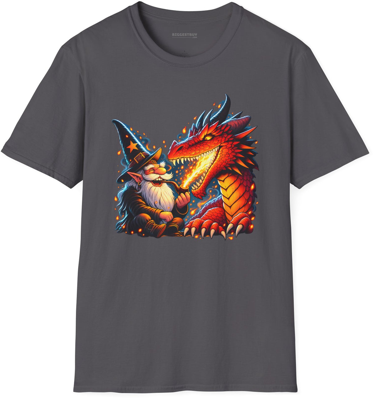 Wizards And - Softstyle T-Shirt in Charcoal, front view
