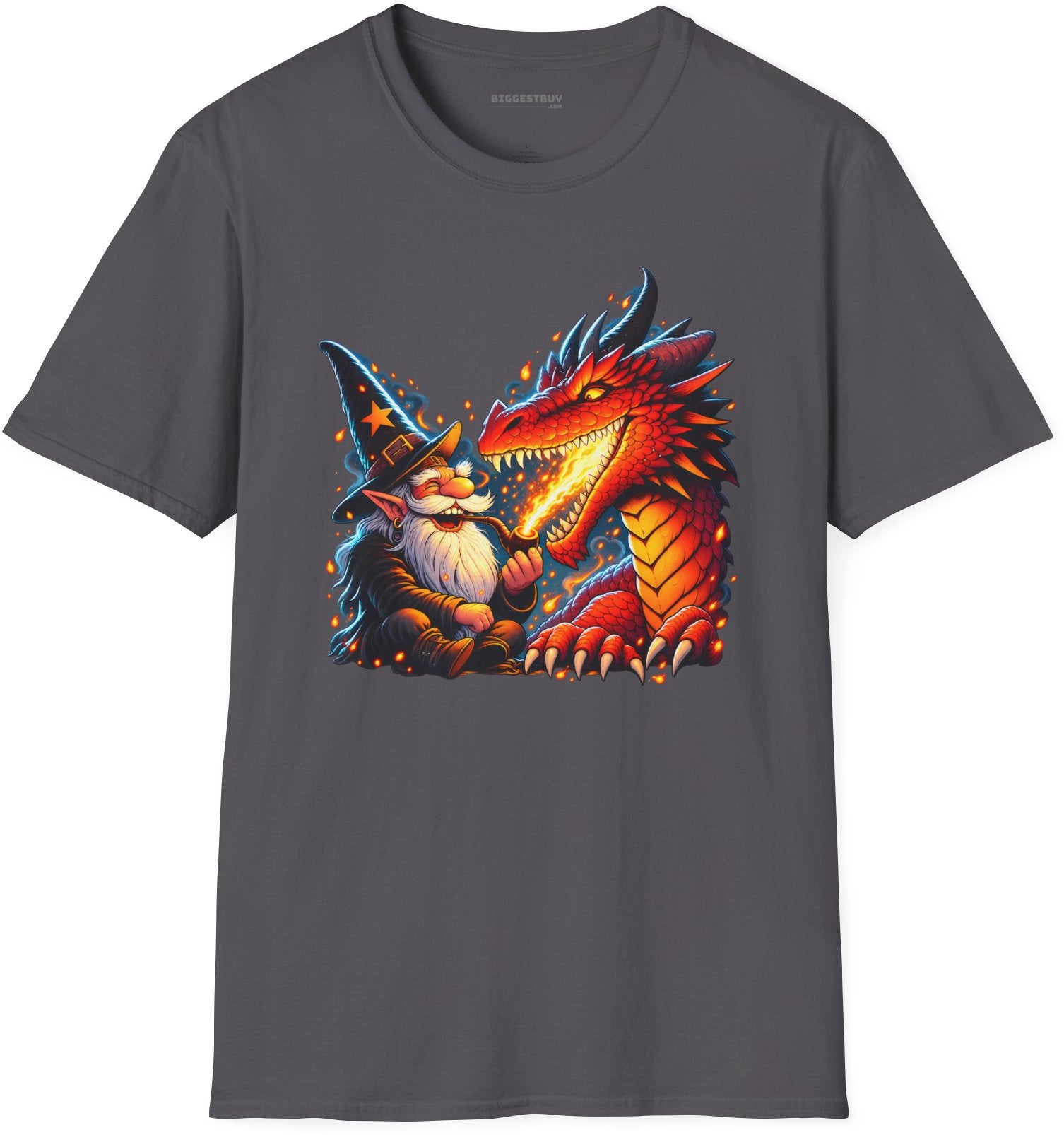 Wizards And - Softstyle T-Shirt in Charcoal, front view
