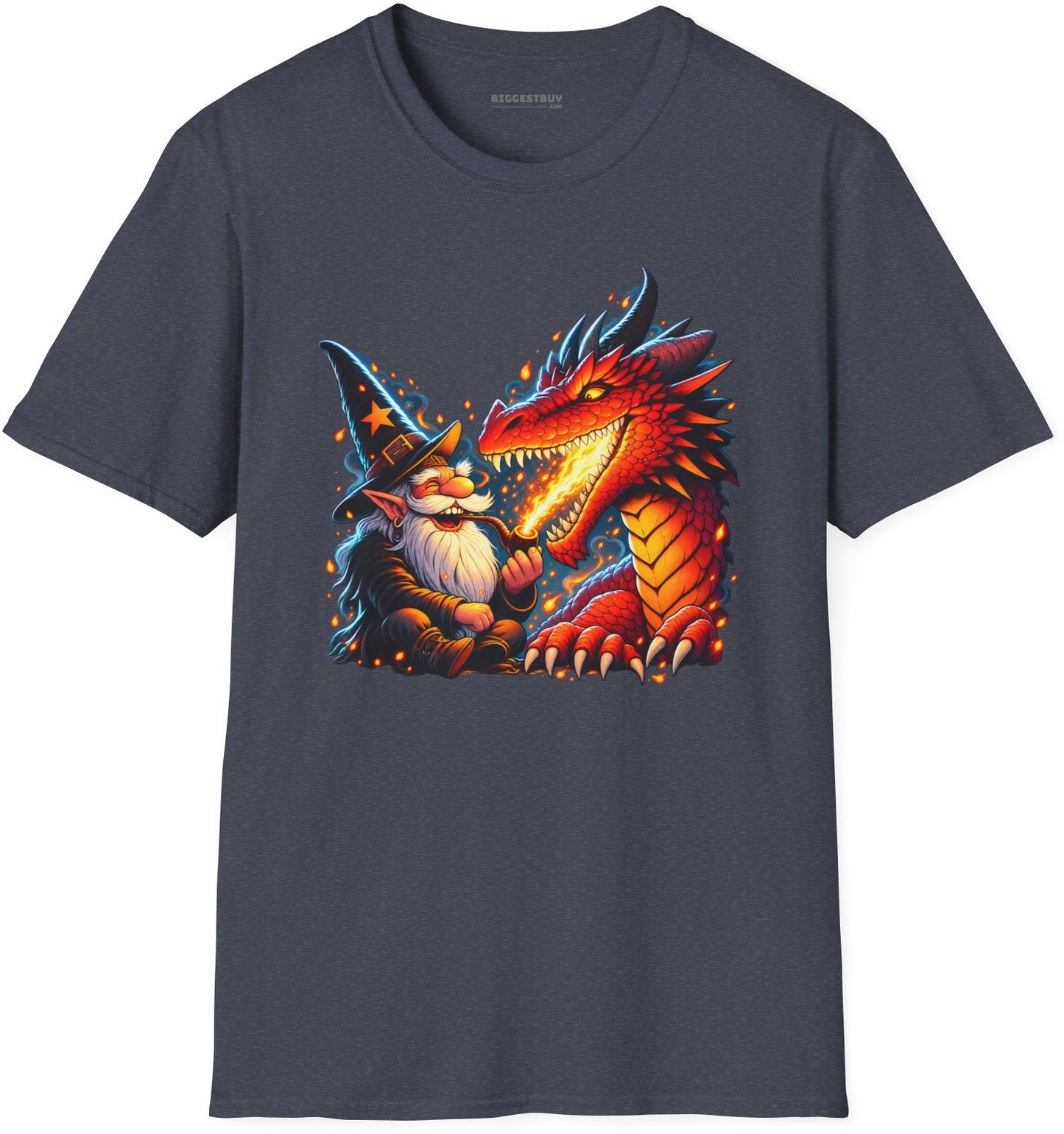 Wizards And - Softstyle T-Shirt in Heather Navy, front view